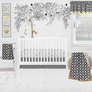 Bacati - Love Black Gold Nursery in a Bag 10 pc Boy or Girl Gender Neutral Unisex Baby Crib Bedding Set with 2 Crib Fitted Sheets - 1 of 4