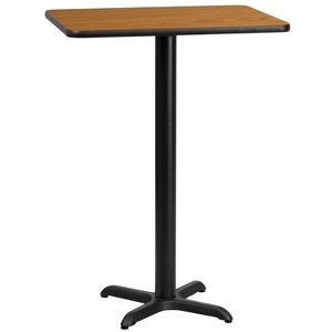 Flash Furniture 24'' x 30'' Rectangular Natural Laminate Table Top with 22'' x 22'' Bar Height Table Base - 1 of 2