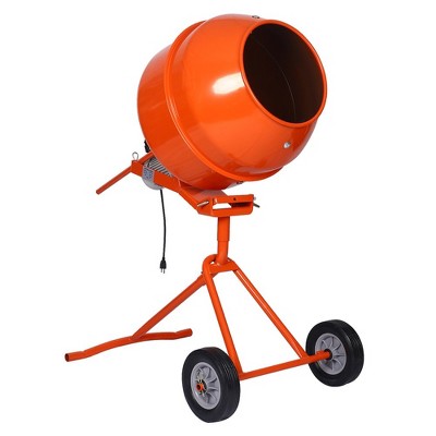 Electric Multi Applications Mixer, 1/2 Horsepower Motor 5 Cu Ft Portable Concrete Mixing Machine with Big Drum 24", Drum Mouth 15.7", 55"H