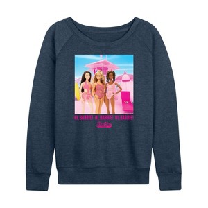 Women's - Barbie - Hi Barbie Beach Lightweight French Terry Wide Neck Long Sleeve Shirt - 1 of 4