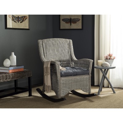 Coastal Chic Antique Grey Rattan Rocking Chair