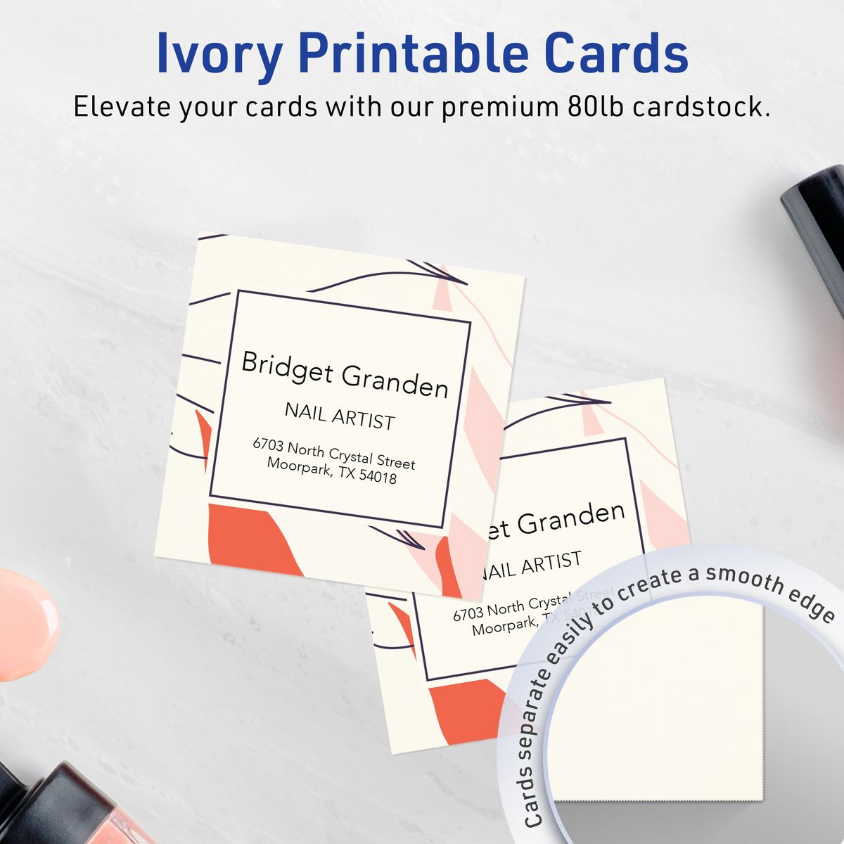 Avery Matte Ivory Square Cards, 3" x 3" Square - thumbnail 2