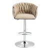 TiramisuBest Counter Bar Stools Set of 2, 360° Swivel Upholstered Barstools with Backs and Metal Legs, 26" H Seat, Velvet Fabric,Goldy Footrest - 4 of 4