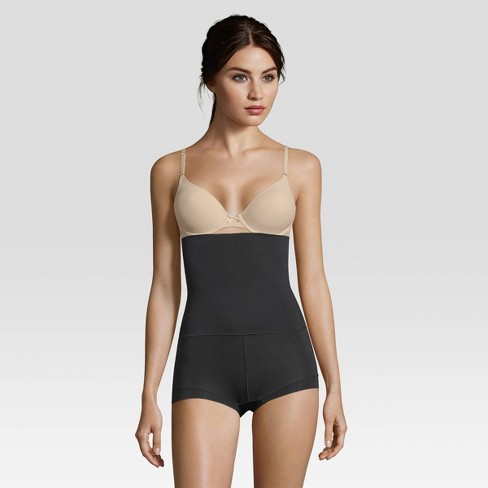 Women's No Rolling Down Tummy Control Boyshort Shapewear - Tummy, Back,Hips  Shaper (Black)