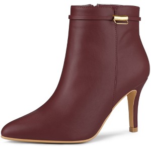 Allegra K Women's Stiletto Heels Closed Pointed Toe Side Zip Ankle Boots - 1 of 4