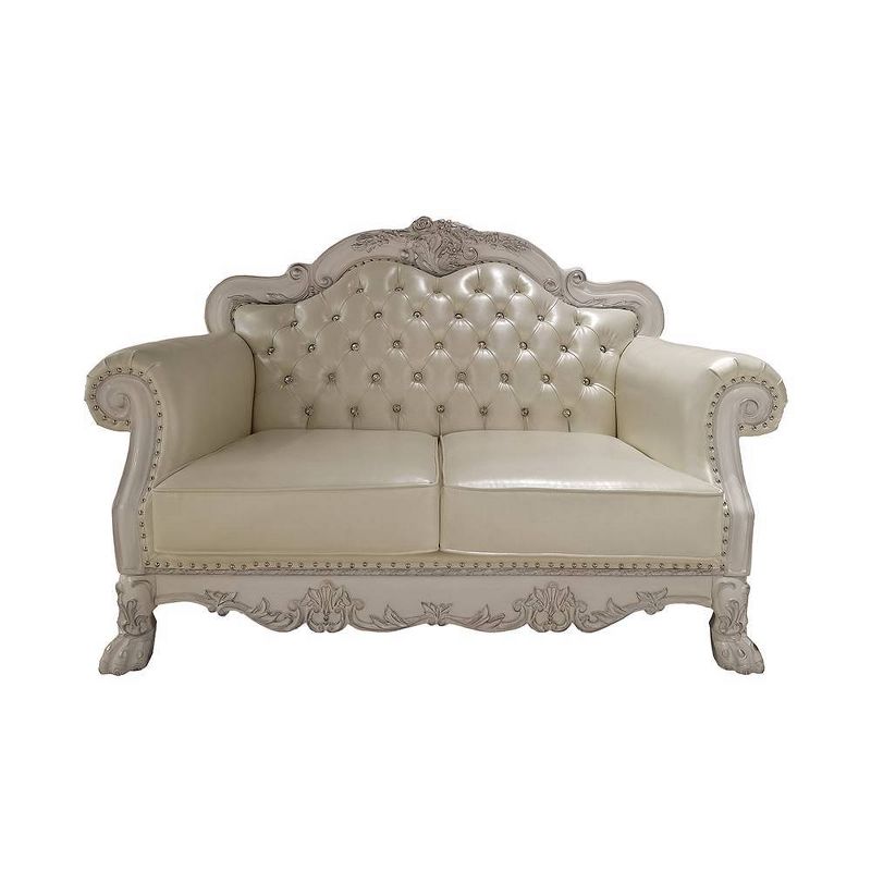 63.7&#34; Dresden Sofa Leather Aire and Bone White Finish - Acme Furniture, 5 of 7