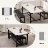 Industrial Expandable Dining Set with 2 Upholstered Benches - 47.2 to 63 inch Table, H-Frame Base, 550lb Capacity, Space-Saving for Compact Homes - 4 of 4
