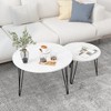 KTMBDW 2-Piece Round Nesting Coffee Table Side Table, End Tables for Living Room, Faux Marble Wooden Table Accent Coffee Table with Metal Base. - 3 of 4