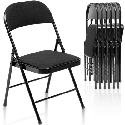 SUGIFT Folding Chair Set Fabric Upholstered Padded Seat Metal Frame for Home Office Dining Room - Set of 6