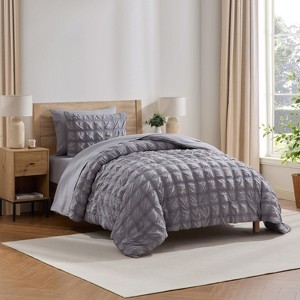 Nestl Bed in a Bag, 7pc Comforter Set Seersucker Design, Modern Comforter Sets with Sheets, Bed in a Bag Bed Set - 1 of 4