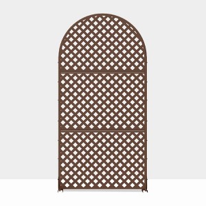 Lirago Metal Outdoor Privacy Screen Arched Top Freestanding Patio Decorative Screens 72"x35" Brown - 1 of 4