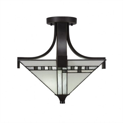 Toltec Lighting Apollo 2 - Light Flush Mount in  Dark Granite with 14" New Deco Art Glass Shade