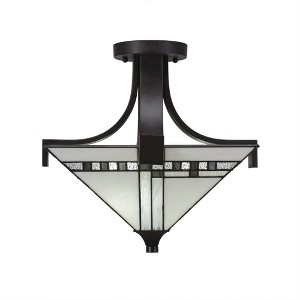 Toltec Lighting Apollo 2 - Light Flush Mount in  Dark Granite with 14" New Deco Art Glass Shade - 1 of 1
