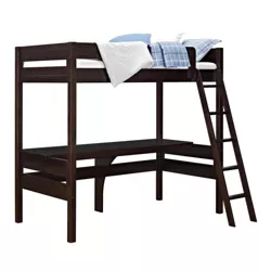 Twin Adryan Loft Bed with Desk Espresso - Room & Joy