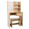 NicBex Vanity Desk with Mirror Small Vanity with Mirror, Modern Wood Cosmetic Table Set with 3 Open Shelves and 1 Stool for Apartment - 4 of 4
