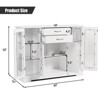 Costway Buffet Storage Cabinet Console Cupboard W/Glass Door Drawers Kitchen Dining Room - 3 of 4