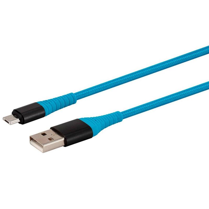 Monoprice USB 2.0 Micro B to Type A Charge and Sync Cable - 6 Feet - Blue | Durable, Kevlar-Reinforced Nylon-Braid - AtlasFlex Series, 2 of 7
