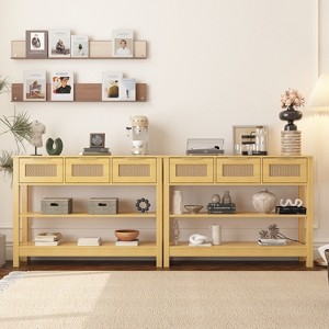 APRILSOUL 43.3" Sofa/Console Table - with 3 Top Drawers and 2 Open Shelves, Farmhouse Style - 1 of 4