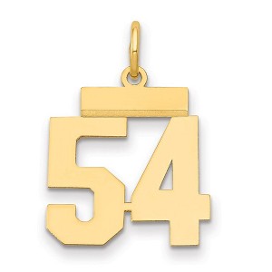 Black Bow Jewelry 14k Yellow Gold, Athletic Collection, Small Polished Number 54 Pendant - 1 of 3