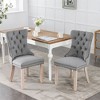 OUTSUPPLY Set of 2 Luxury Tufted Linen Accent Chairs, Wood Legs, High Back Support, 280lb Capacity - 3 of 4