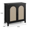 31.5 in Small Rattan Buffet Cabinet with Storage, Kitchen Coffee Bar Cabinet with Doors, Boho Farmhouse Sideboard - 2 of 4