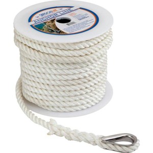 Seadog Twisted Nylon Anchor Line with Thimble, 3/8" x 60' - Model 301110060WH1 - 1 of 1