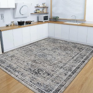 coucheta Washable Area Rug, Vintage Distressed Hallway Floor Carpet, Non-Slip Non-Shedding Soft Bedside Rug, Low Pile Foldable Print Rug - 1 of 4