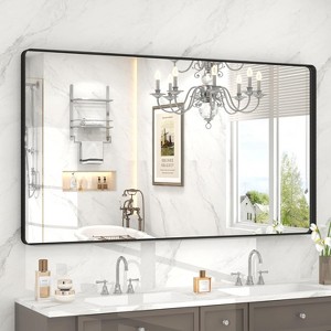 KIOTEE Rectangular Aluminum Alloy Framed and Tempered Glass Wall Bathroom Vanity Mirror in Matte Black - 1 of 4