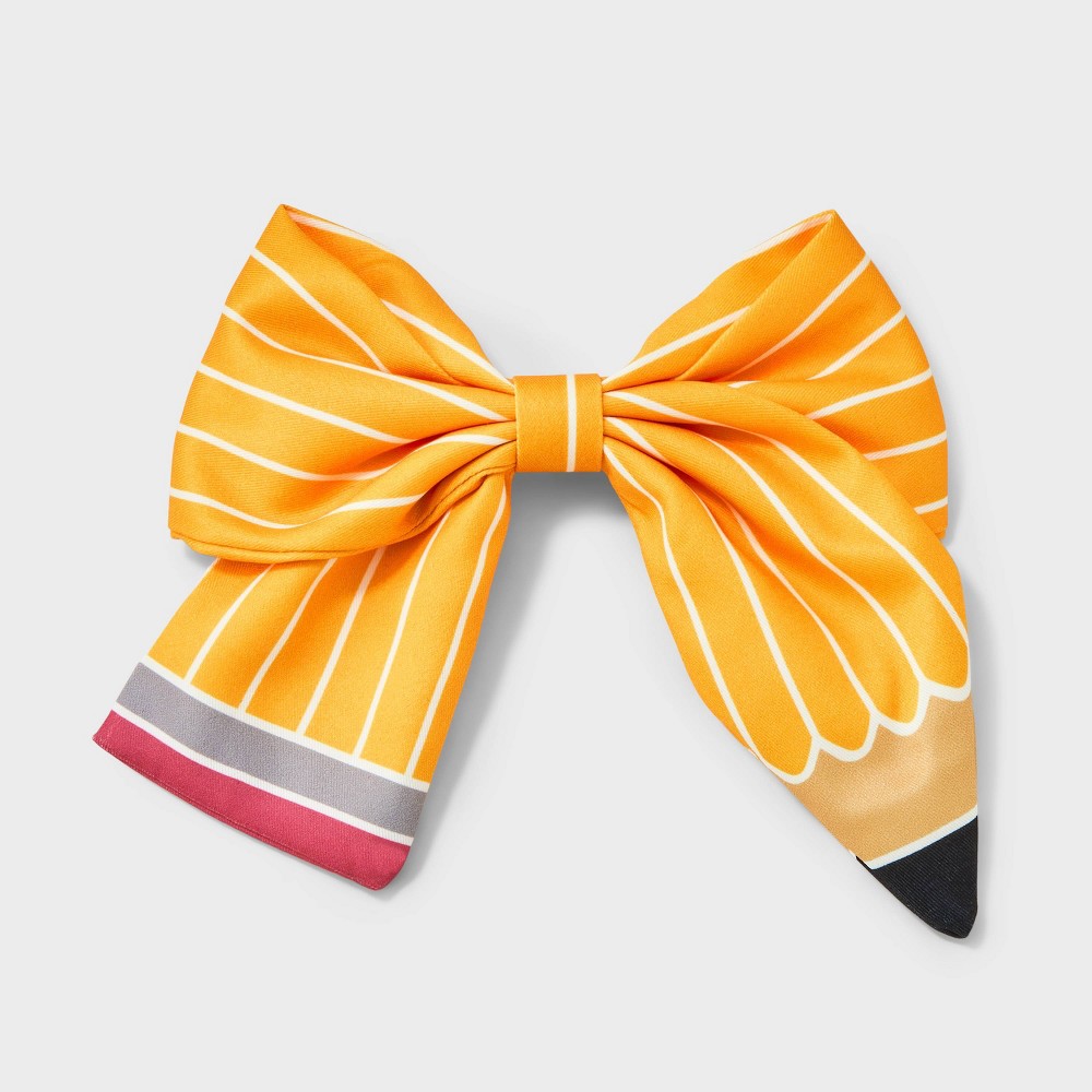 Teacher Pencil Hair Bow Clip - Yellow