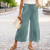Amaryllis Women's Flowy Tiered Pants High-Waisted Drawstring Wide-Leg Relaxed Fit Casual Boho Style - 4 of 4