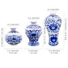 AuldHome Design Blue and White Chinoiserie Vases 3pc Set; Mini Decorative Bud Vases for Farmhouse, Cottagecore, and Vintage Decor - 3 of 4