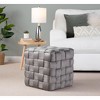 Sapphtopaz Modern Braided Ottoman with Velvet Upholstered Versatile Pouf Small Foot Stool Foam Shoe Bench for Living Room, Entryway - 4 of 4