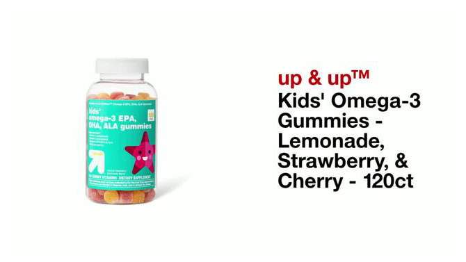 Kids&#39; Omega-3 Gummies - Lemonade, Strawberry, &#38; Cherry - 120ct - up &#38; up&#8482;, 2 of 5, play video