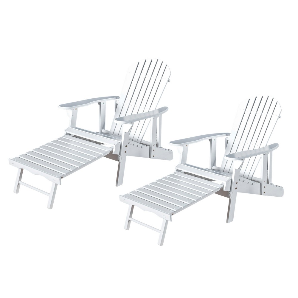 Photos - Garden Furniture Hayle 2pk Wood Reclining Adirondack Chair with Footrest - White - Christop