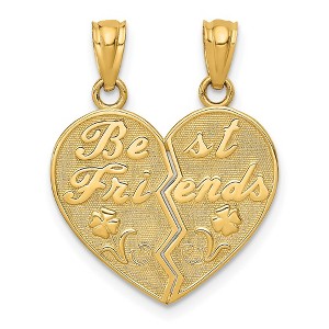 Black Bow Jewelry 14k Yellow Gold Best Friends Heart and Flowers Set of 2 Pendants, 18mm - 1 of 4