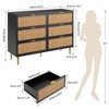 EcoSummer Rattan Dresser with 6 Drawers, Tall Closet with Storage, Large Chest of Drawers with Wide Top for Bedroom, Living Room, Kids Room, Black - 2 of 4