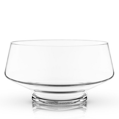 Clear Glass Footed Punch Bowl with Angled Design, 2.5 Gallons