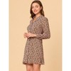 Allegra K Women's Vintage Floral Print Camp Collar Long Sleeve Button Down Short Shirt Dress - 4 of 4