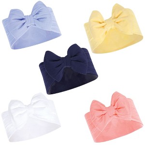 Hudson Baby Infant Girl Headbands 5pk, Blue Yellow, 0-24 Months - 1 of 4