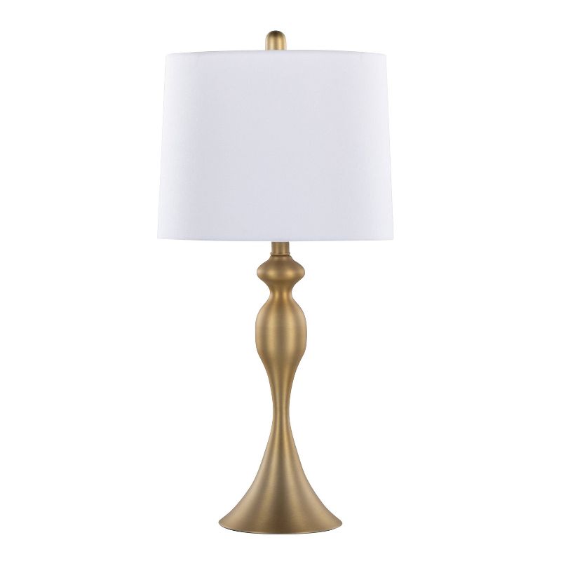 LumiSource (Set of 2) Ashland 27&#34; Contemporary Metal Table Lamps Gold Metal with White Linen Shade from Grandview Gallery, 2 of 8