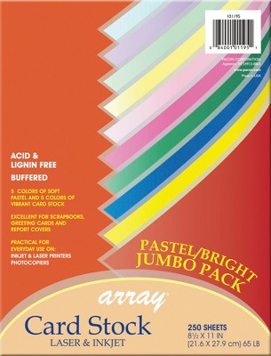 Array Card Stock Paper, 8-1/2 X 11 Inch, Assorted Bright Pastel Colors ...