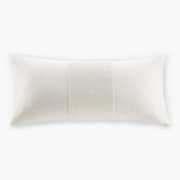 LIVN CO. Embroidered Bead Cotton Velvet Oblong Decorative Pillow 12x24"