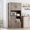 Homhougo Farmhouse Pantry Cabinet with Barn Doors, Drawers, Adjustable Shelves for Kitchen, Dining Room - 2 of 4