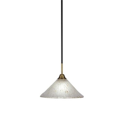 Toltec Lighting Paramount 1 - Light Pendant in  Matte Black/Brass with 12" Frosted Crystal Shade