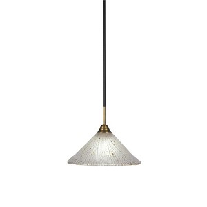 Toltec Lighting Paramount 1 - Light Pendant in  Matte Black/Brass with 12" Frosted Crystal Shade - 1 of 1