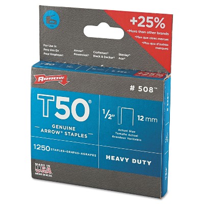 Arrow T50 Heavy Duty Staples 1/2" Leg 50824