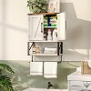 VINGLI Bathroom Wall Cabinet with Tower Bar Farmhouse Small Cute Medicine Cabinet Over Toilet Storage Organizer with Tower BarRustic White & Brown - 2 of 4