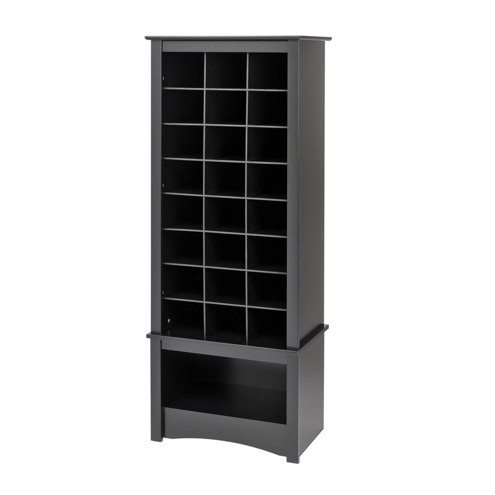 Tall Shoe Cubbie Cabinet Black - Prepac: Entryway Organizer, 24 Cubbies & Bottom Compartment