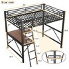 CAVINAS Full Size Loft Bed with Desk Modern Metal Bed Frame with Storage Shelf and Inclined Ladder for Bedroom, Black - 4 of 4