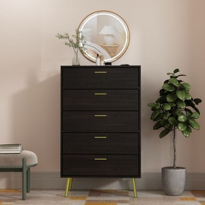 Famapy Modern 5 Drawers Dresser With Metal Legs and Handles - 1 of 4